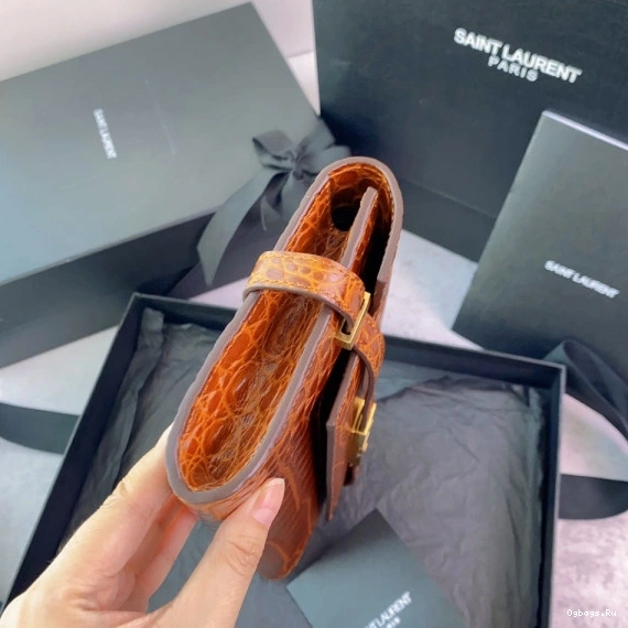 YSL LEATHER CLUTCH CROCODILE-EMBOSSED IN MANHATTAN 0712